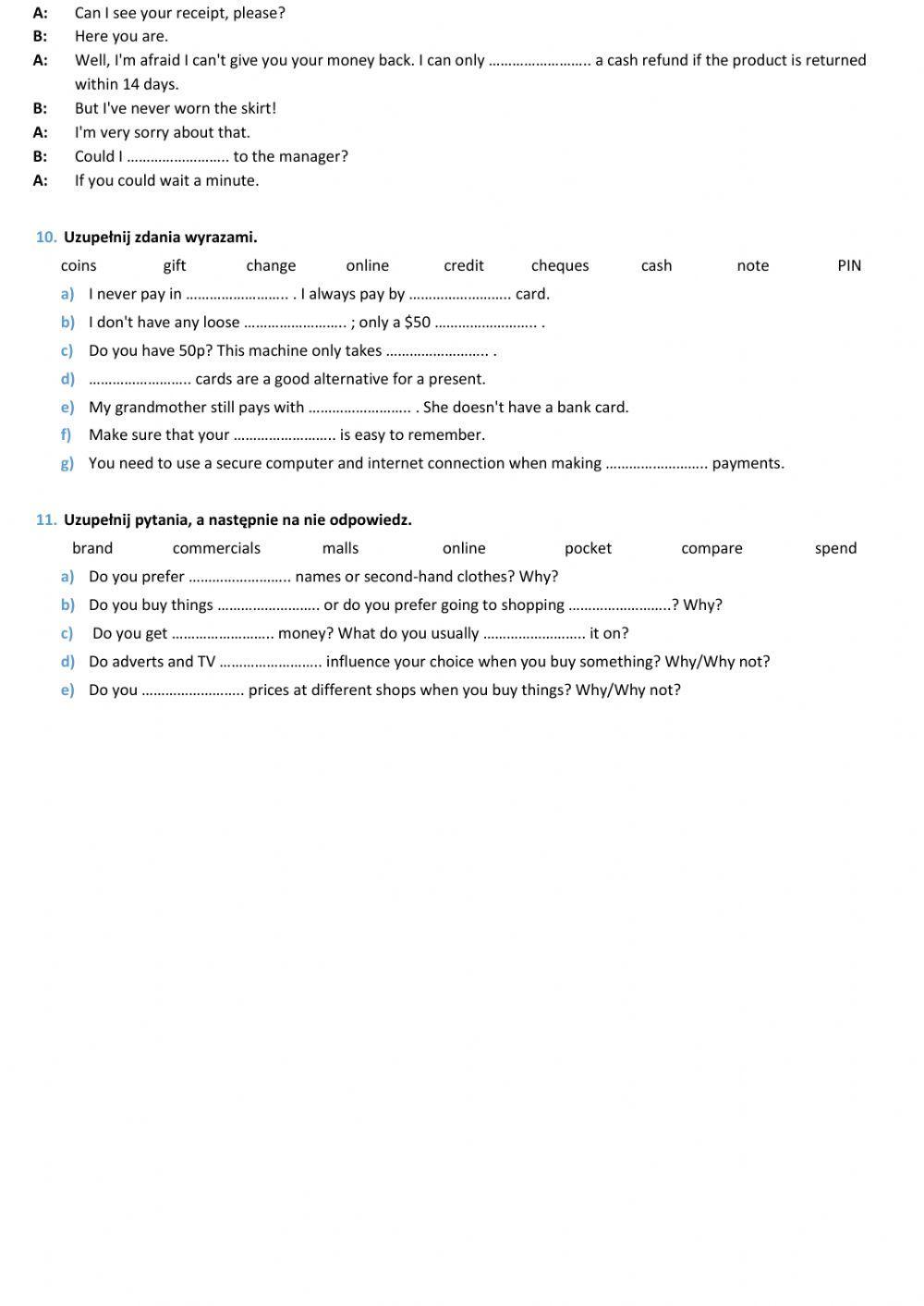 E8 U7 Zakupy i usługi