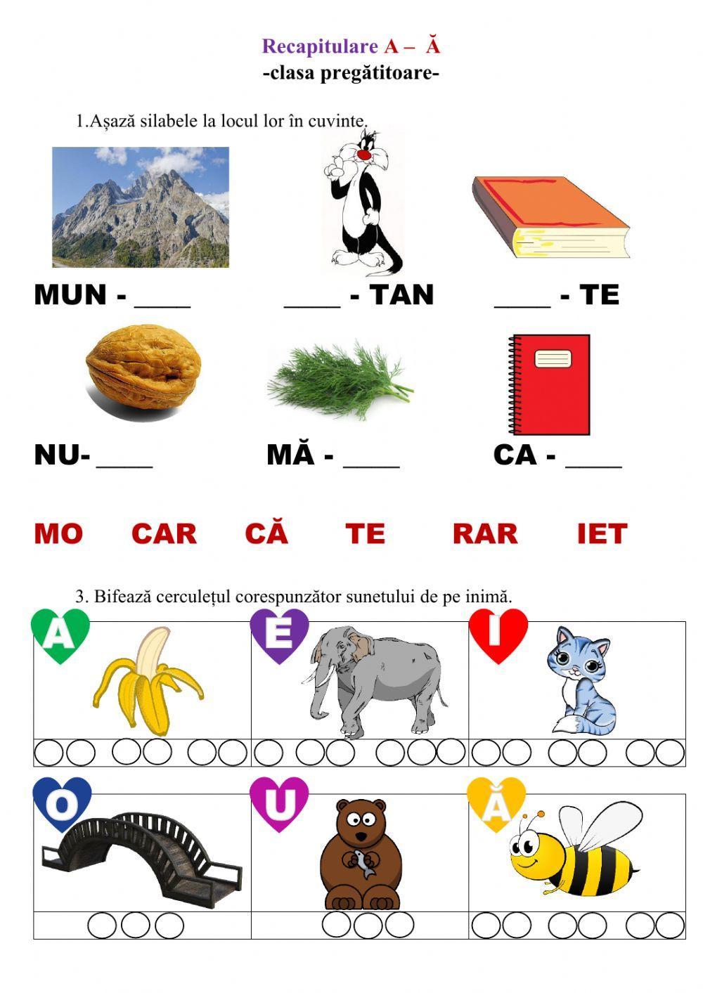 Recapitulare: Cuvinte și propoziții cu literele învățate