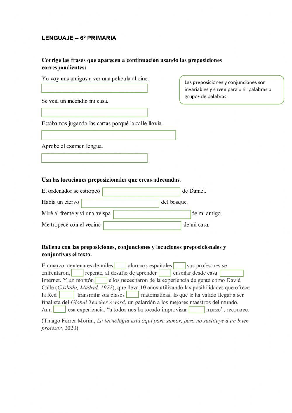 Preposiciones y conjunciones