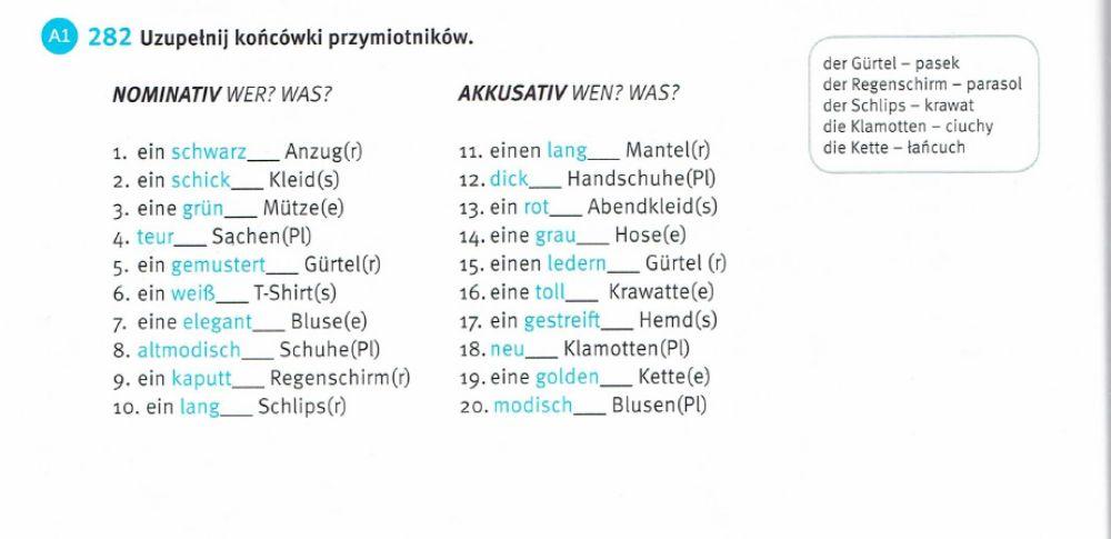 Przymiotniki po rodzajniku nieokreślonym