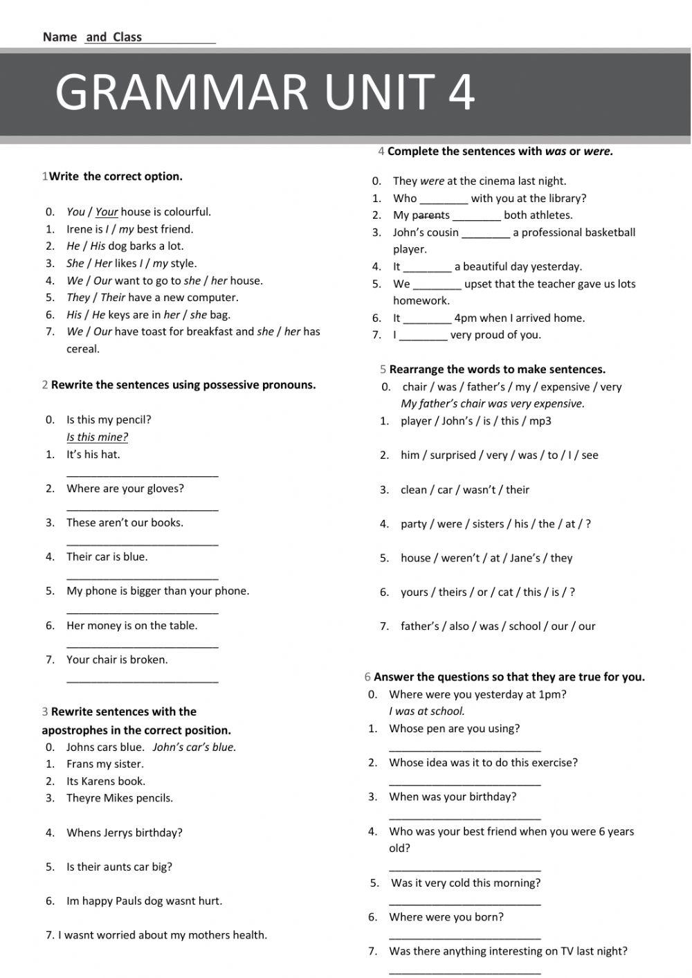 Possessive adjectives