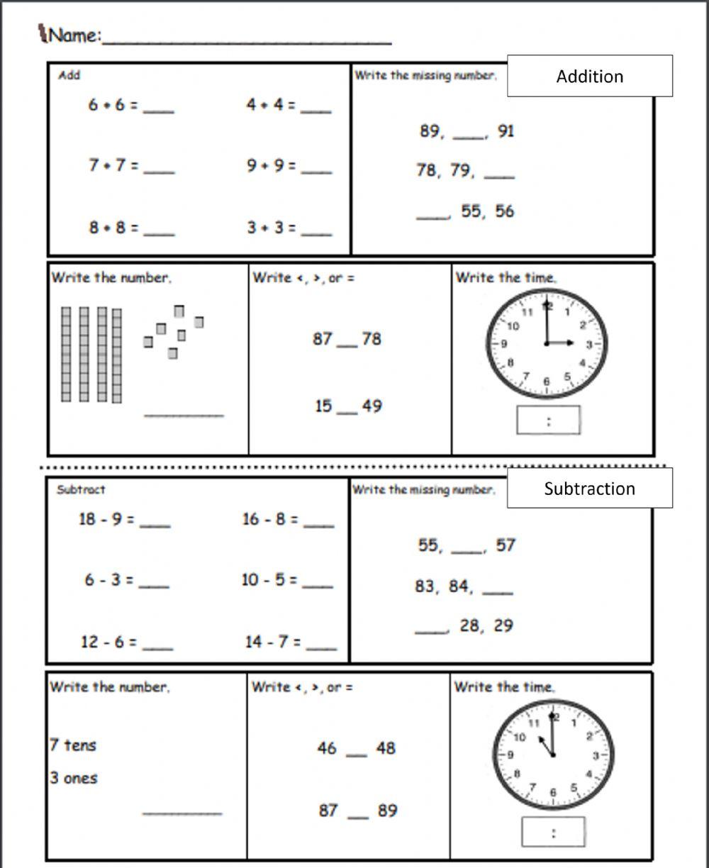 Math Review interactive worksheet for 2nd | Live Worksheets