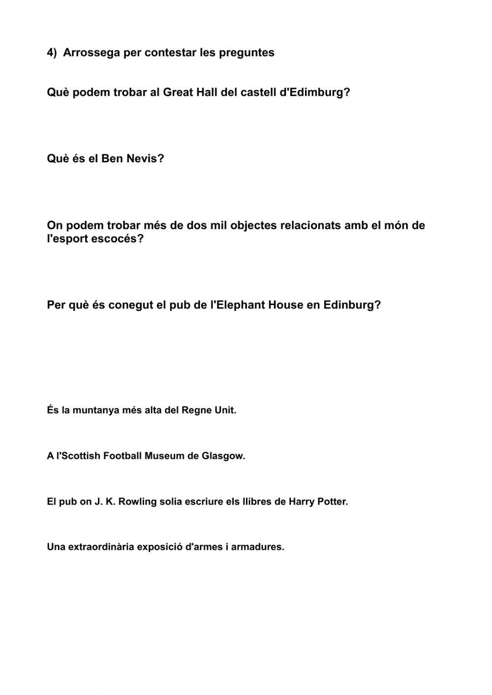 Comprensió lectora Escapada a Escòcia