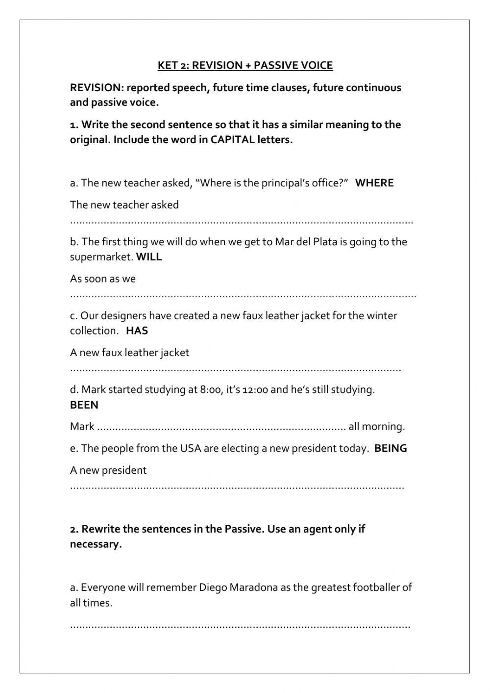 KET 2 REVISION and PASSIVE VOICE