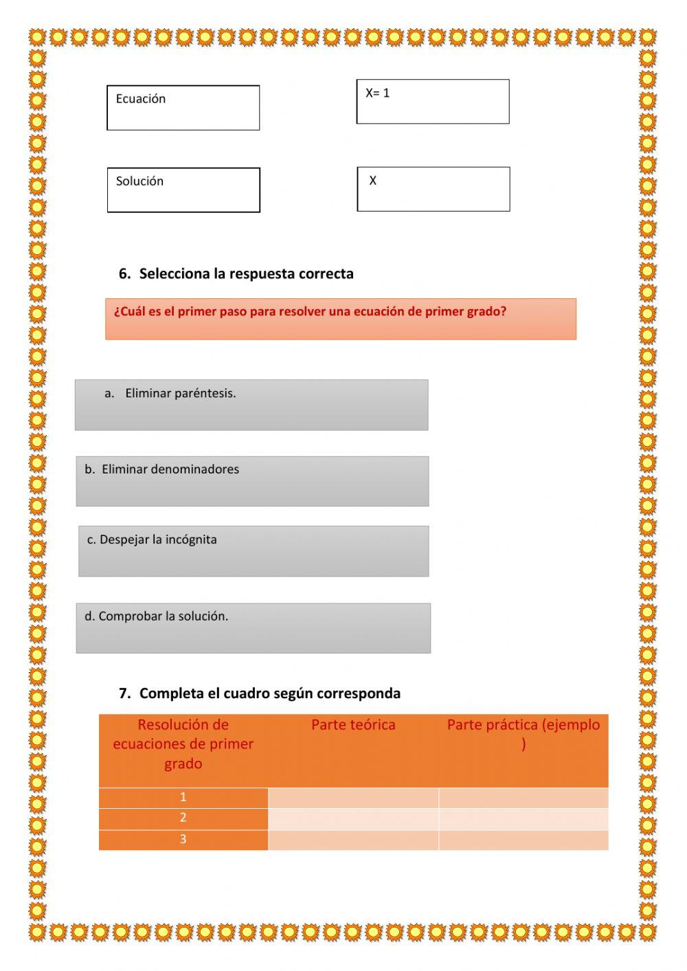 Ecuaciones de primer grado con una incógnita