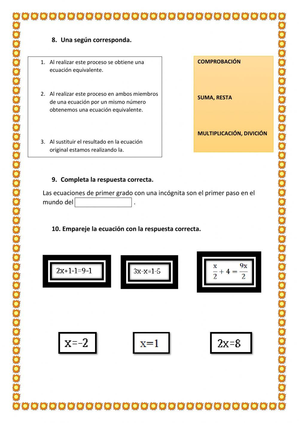 Ecuaciones de primer grado con una incógnita