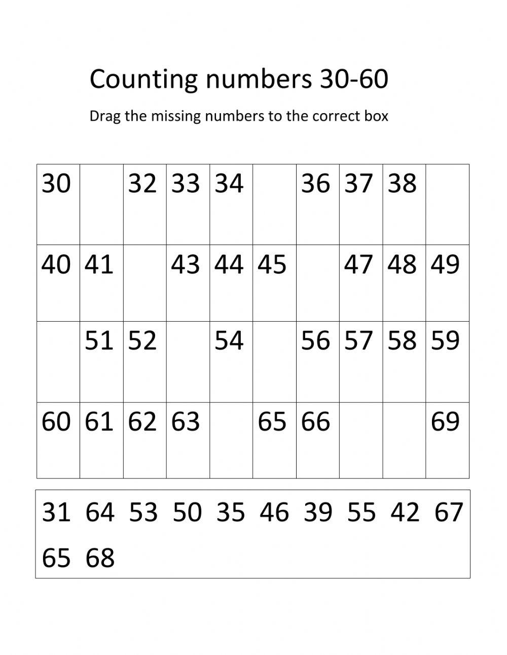 Counting numbers 30-60