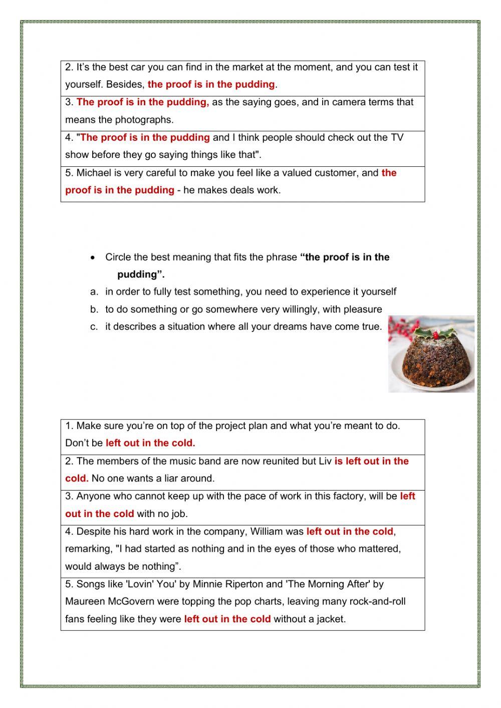 Idioms related to Christmas and the New Year Eve