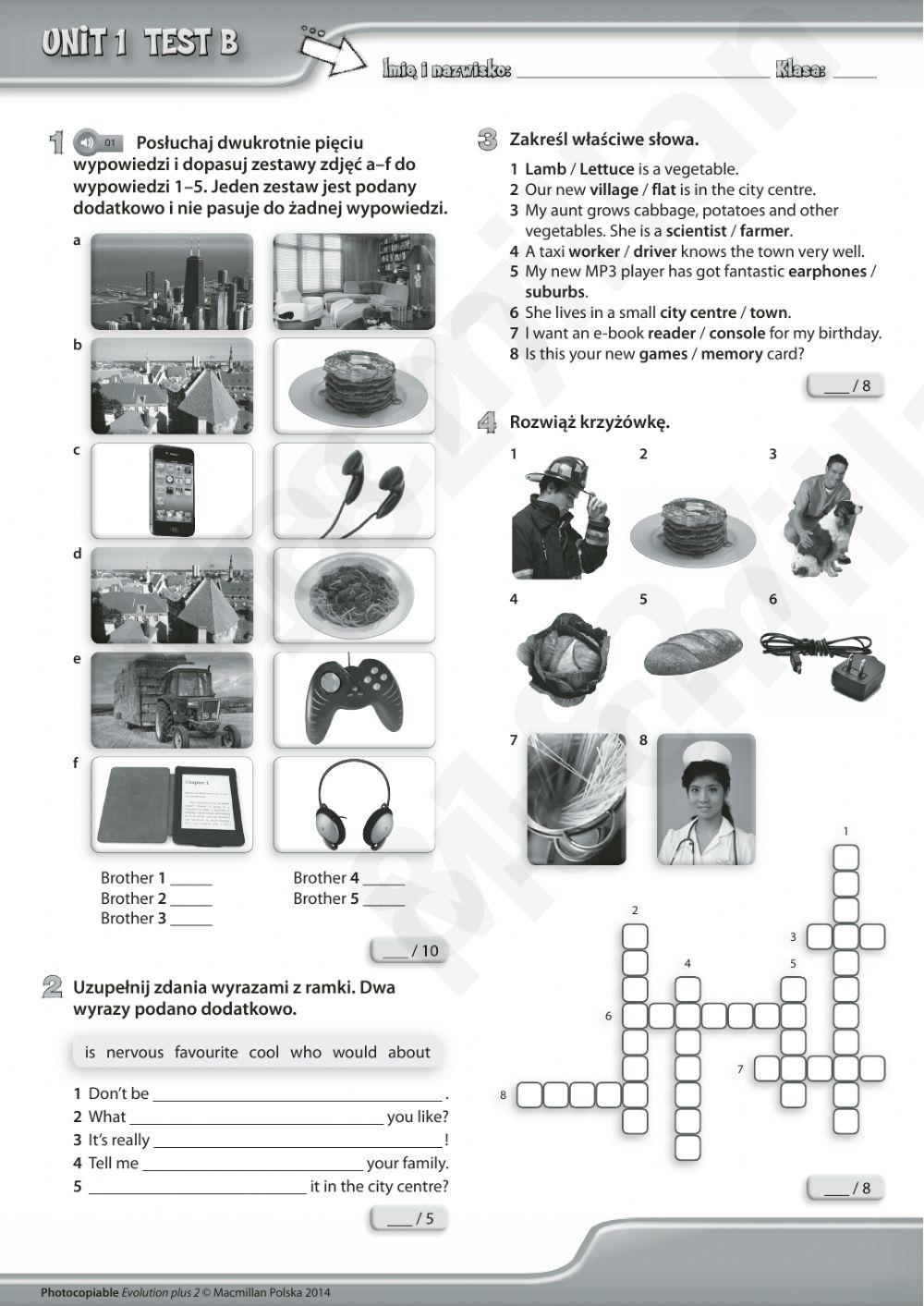 Evolution Plus 2 - Unit 1 test - poprawa