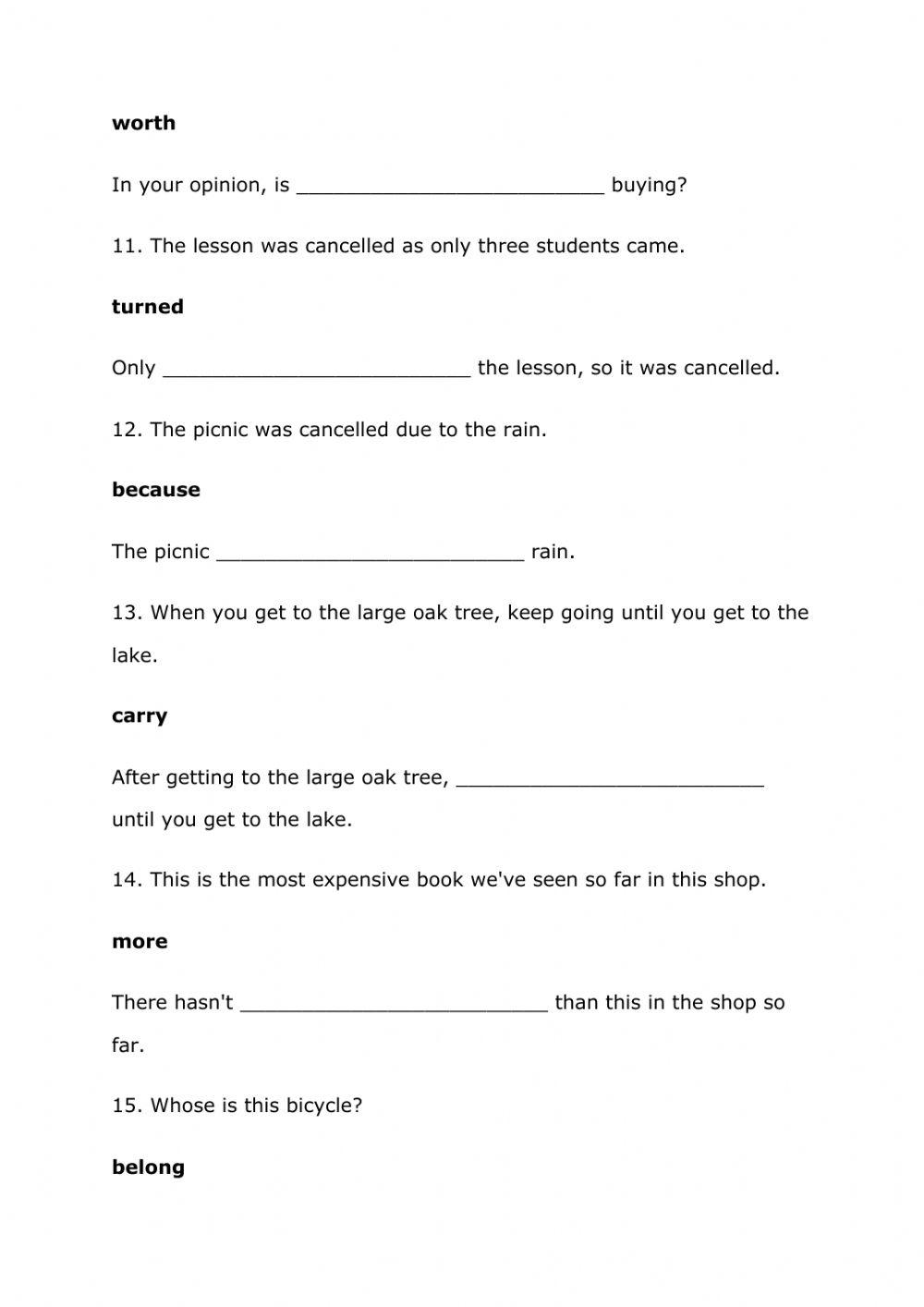 Key Word Transformatios