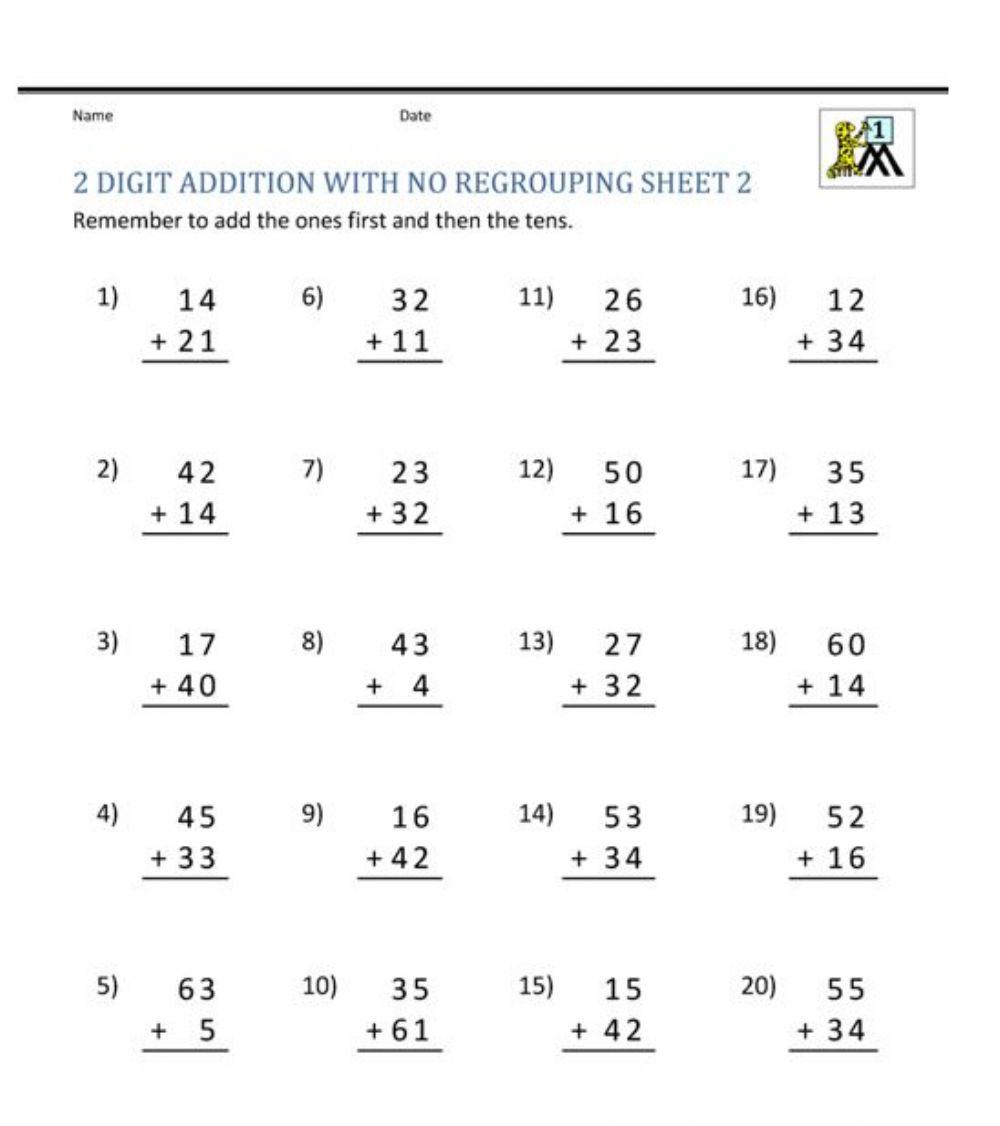 Addition Without Regrouping
