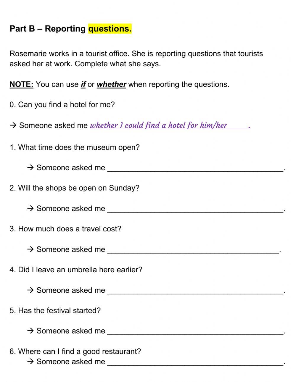Reported Speech  - Questions