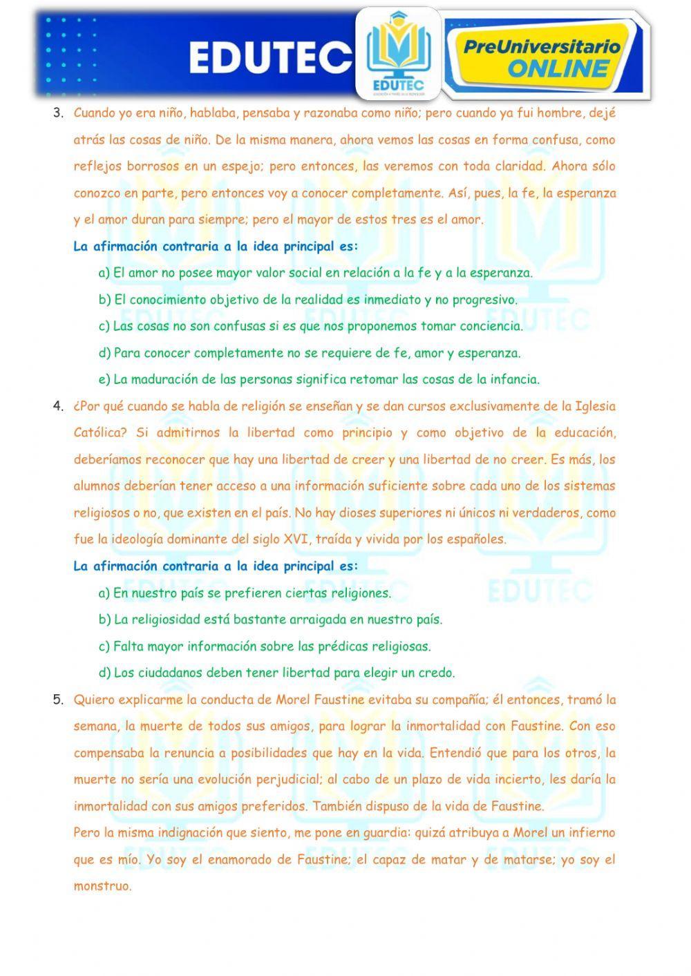 Comprensión de Lectura