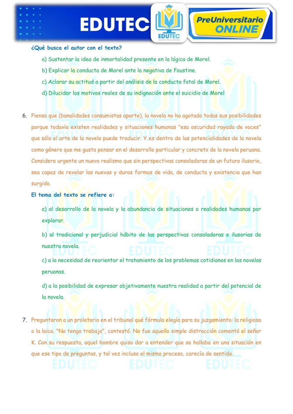 Comprensión de Lectura