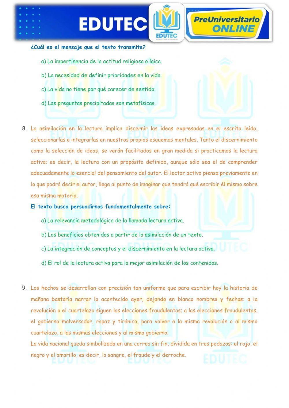 Comprensión de Lectura