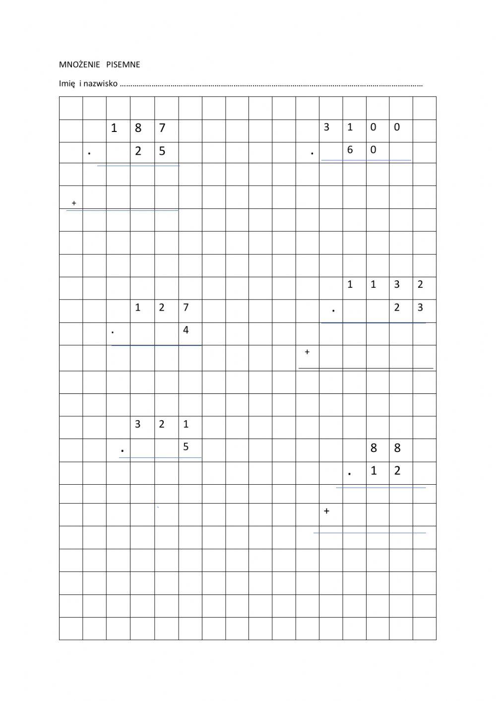Mnożenie pisemne