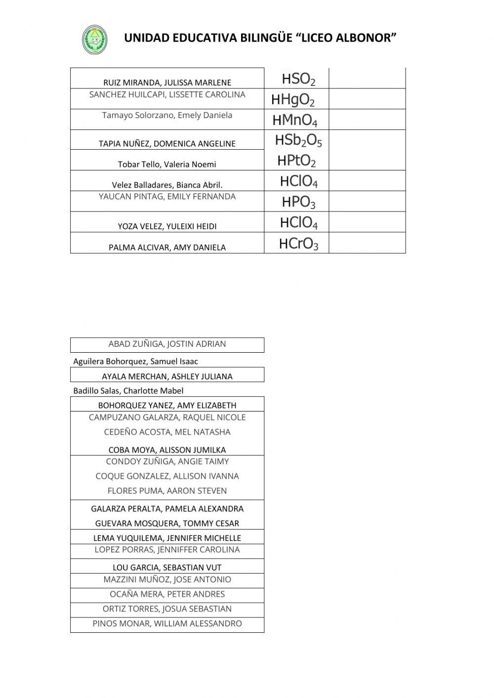 Compuestos para lección