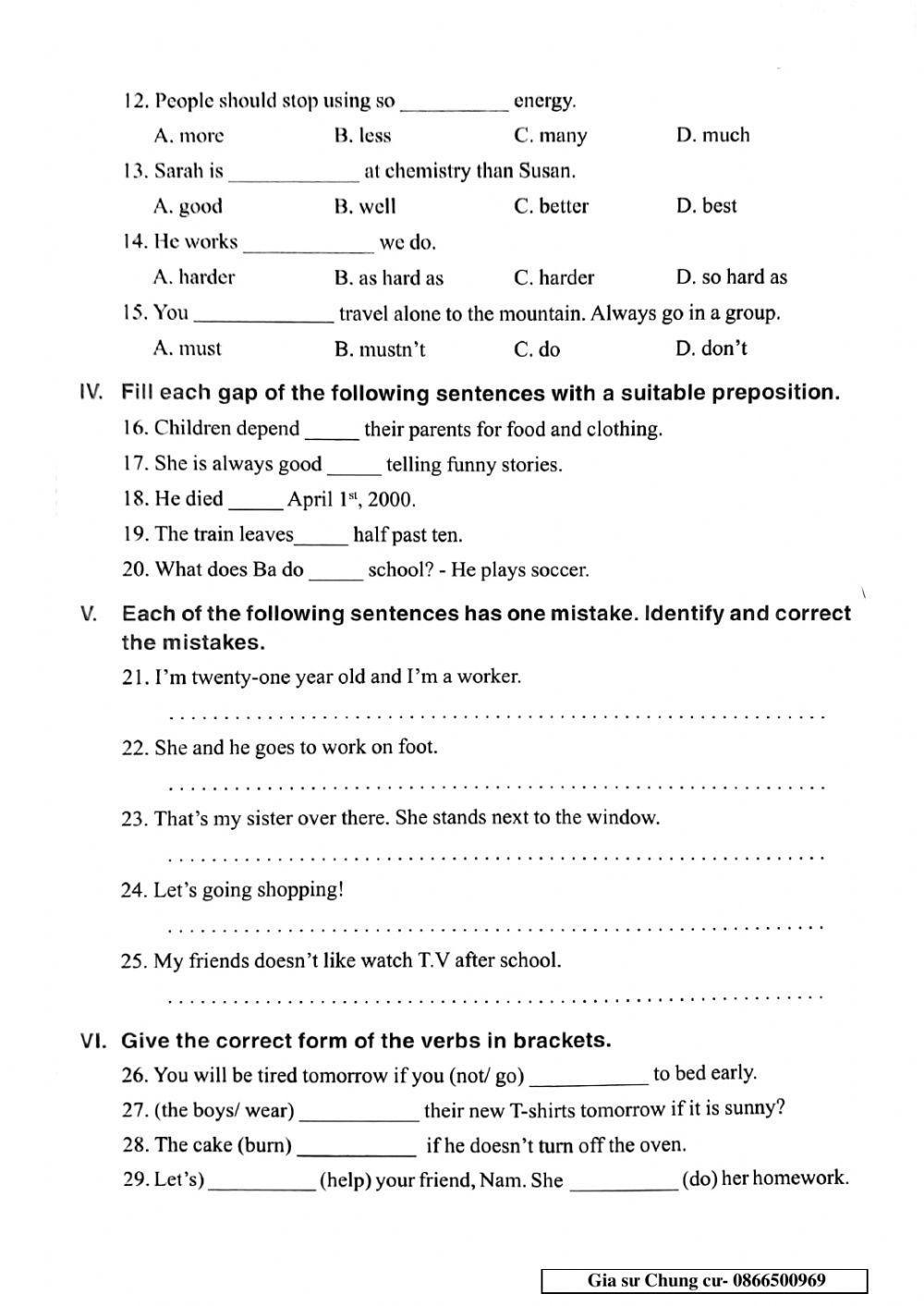 English 6 - Đề số 36