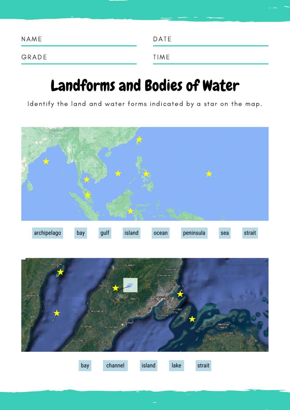 Montessori Lesson - Geography - Landforms and Bodies of Water Worksheet