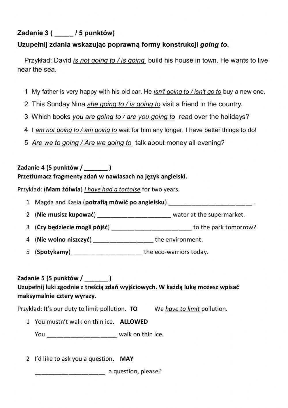 Repetytorium ósmoklasisty unit 5 test