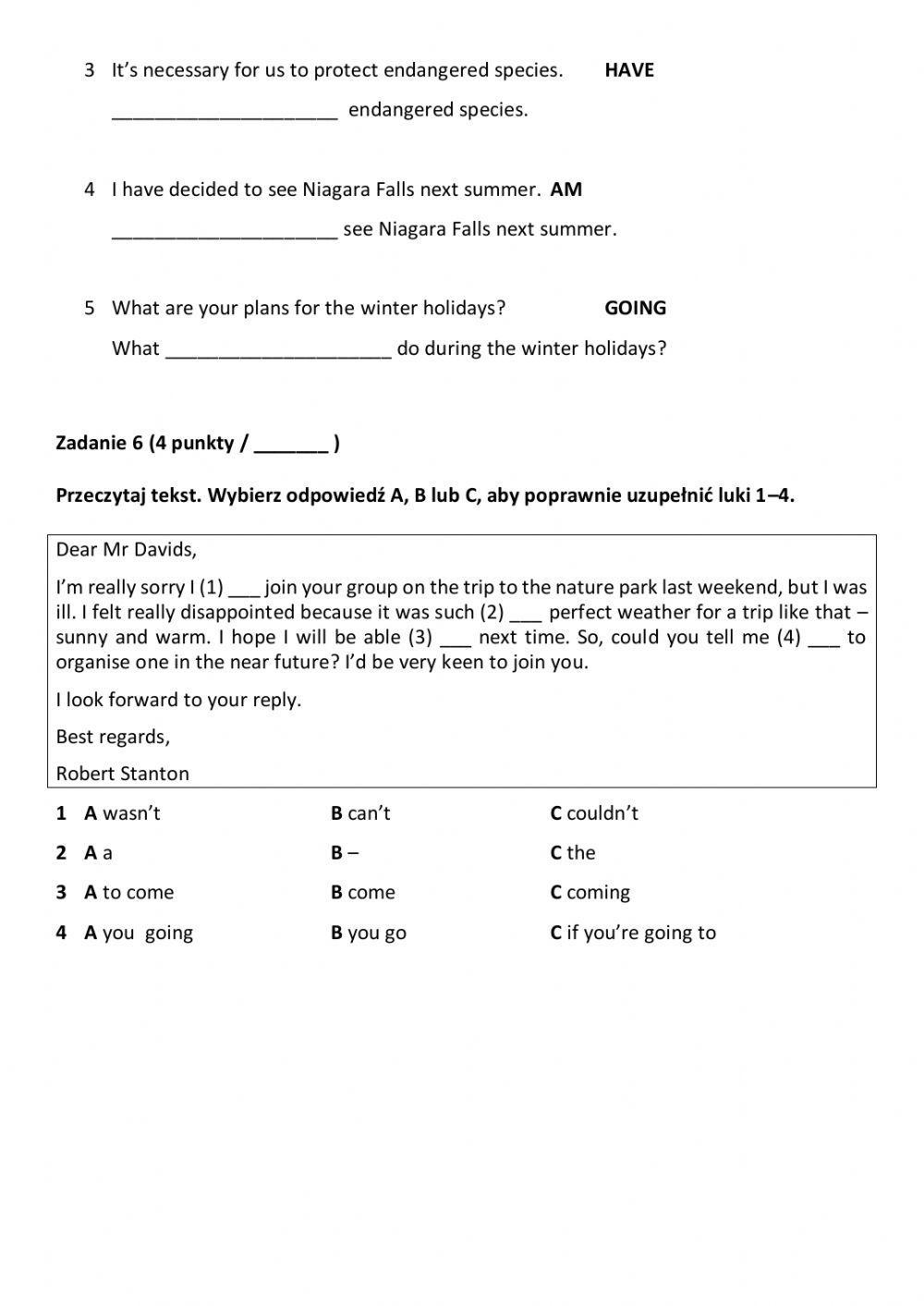 Repetytorium ósmoklasisty unit 5 test