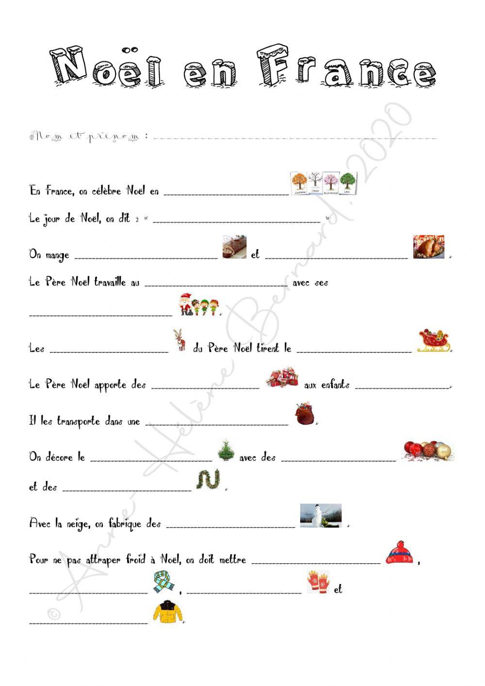 Vocabulaire de Noël interactive worksheet