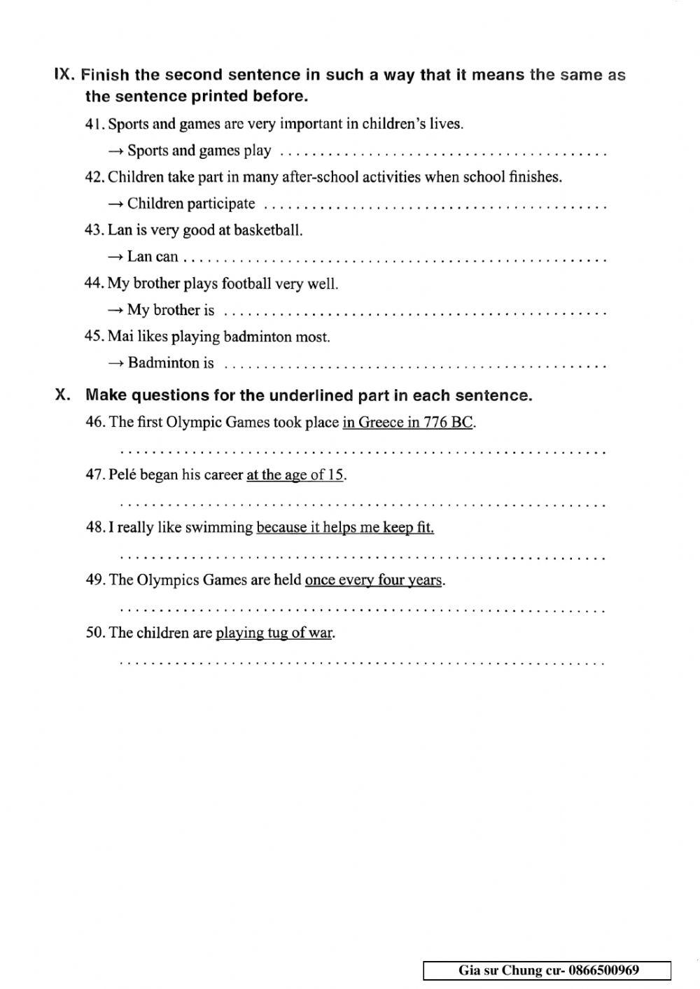 Chinh Phục bộ đề thi Tiếng Anh vào lớp 6 - Đề 39