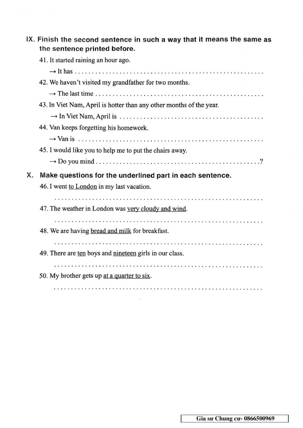 Chinh Phục bộ đề thi Tiếng Anh vào lớp 6 - Đề 40