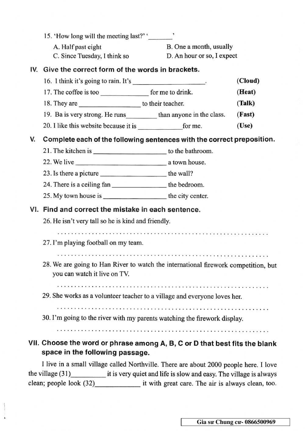 Chinh Phục bộ đề thi Tiếng Anh vào lớp 6 - Đề 43