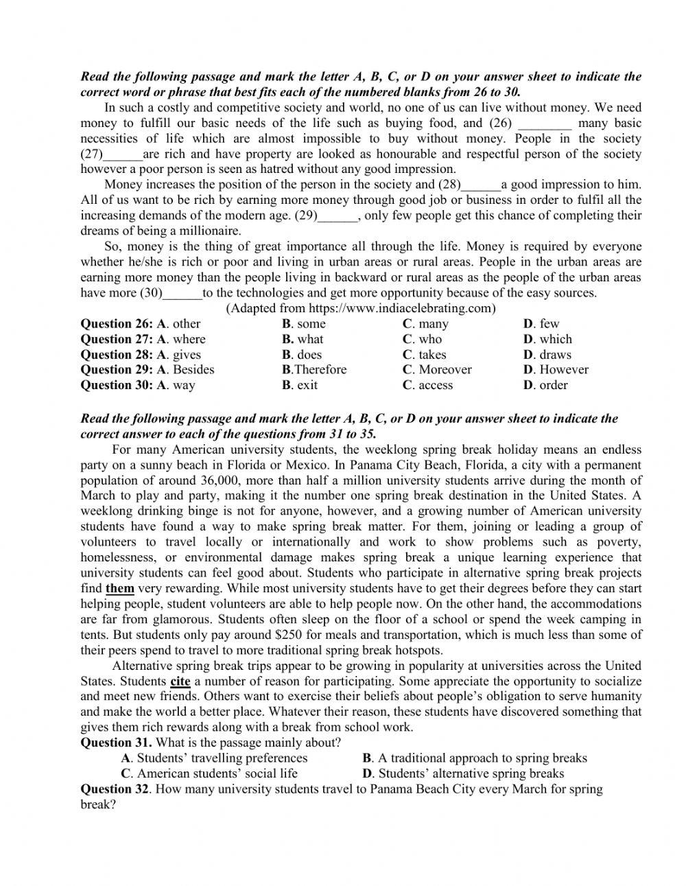 Đề thi thử THPT QG số 01