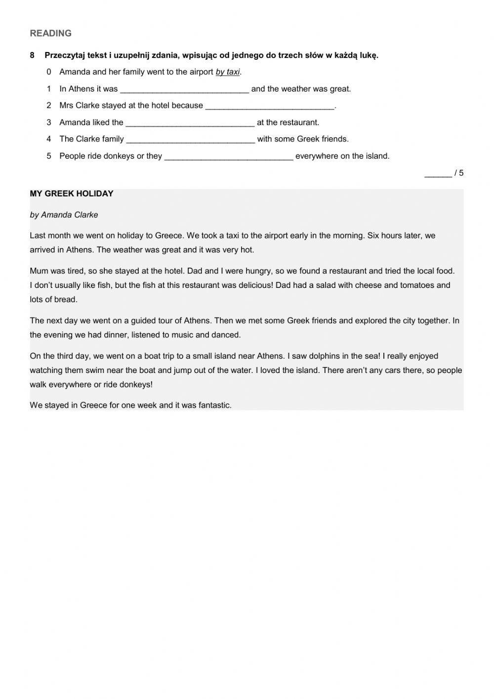 English class a2 unit 3 class 6 online exercise for live worksheets