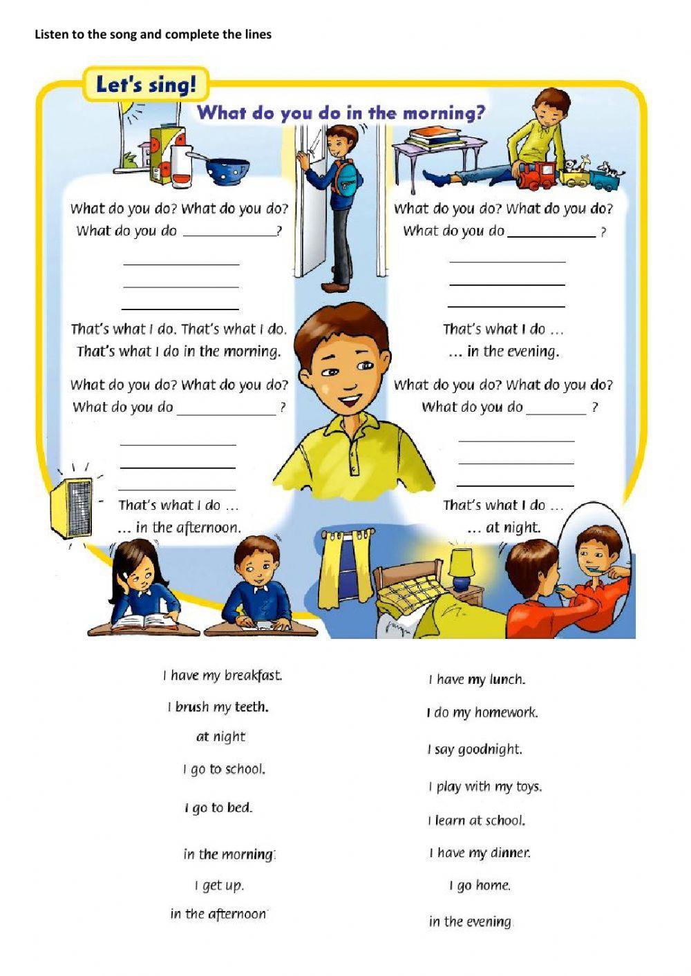 Family and friends 2 Unit 8 Song worksheet