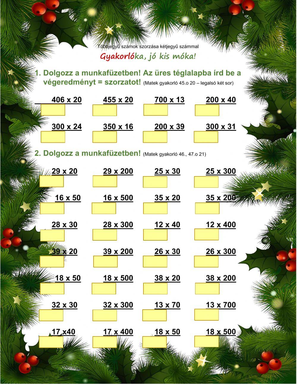 Többjegyű számok szorzása kétjegyűvel