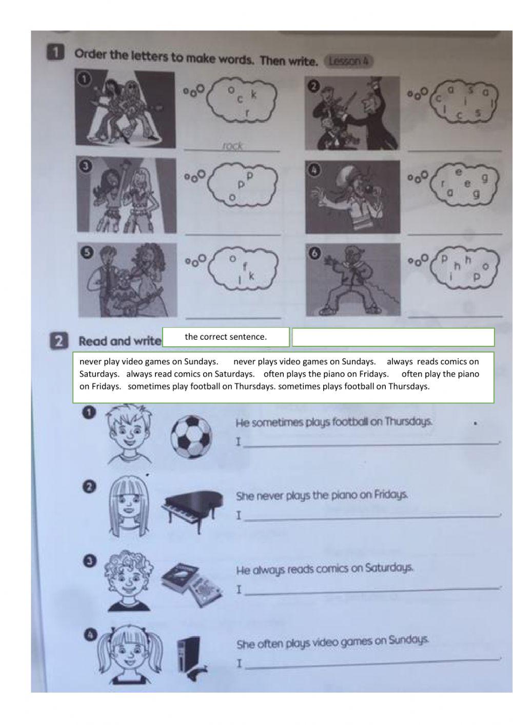 Frequency adverbs third person present