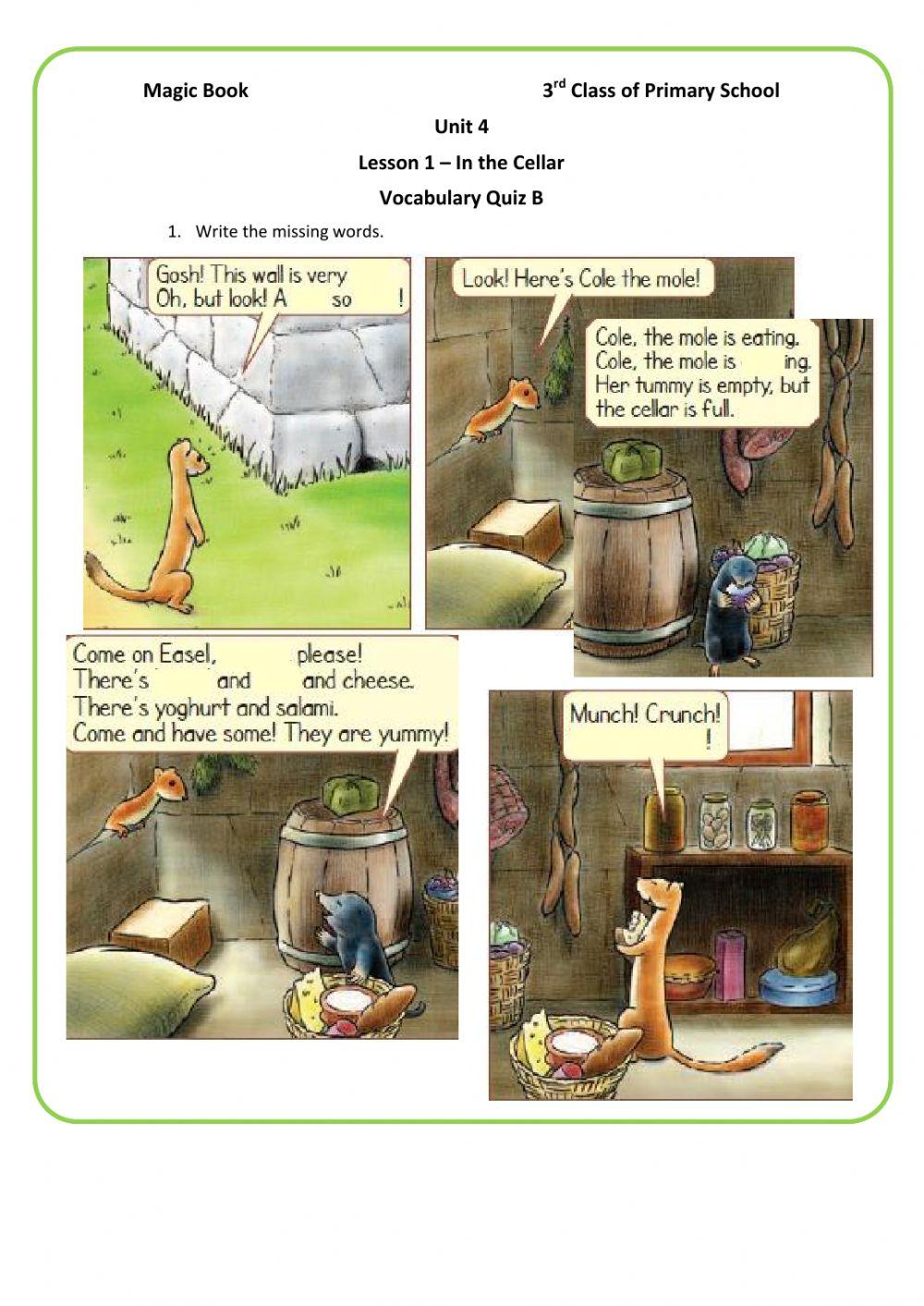 Magic book-unit 4 Lesson 1 QuizA