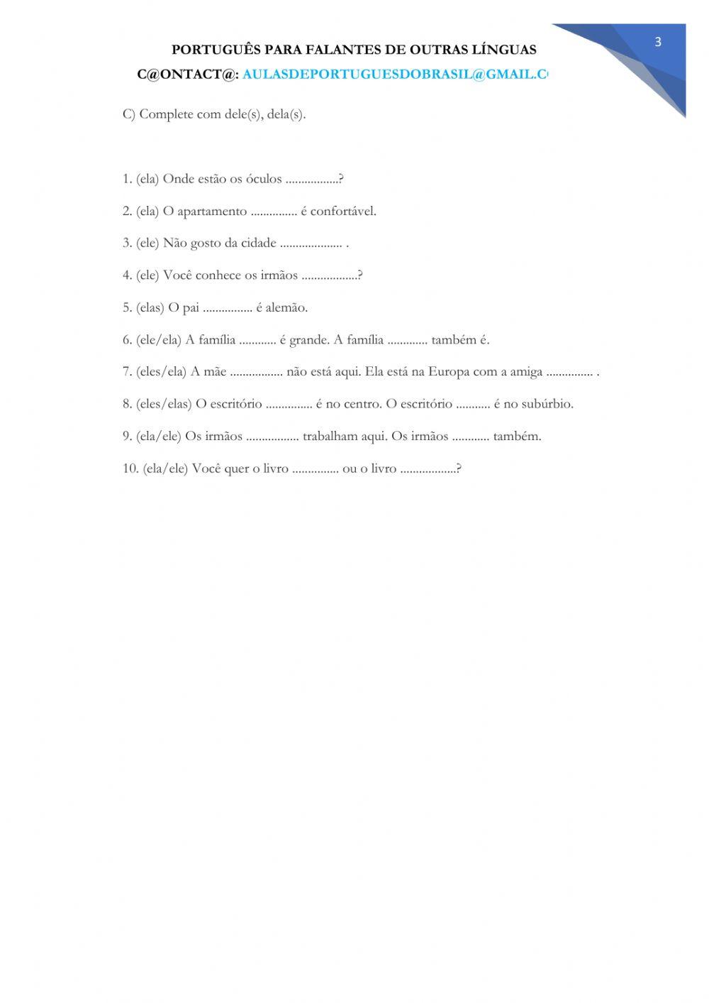 Possessivos - Presente Contínuo e Interrogativos - INTERPRETAÇÃO DE TEXTO