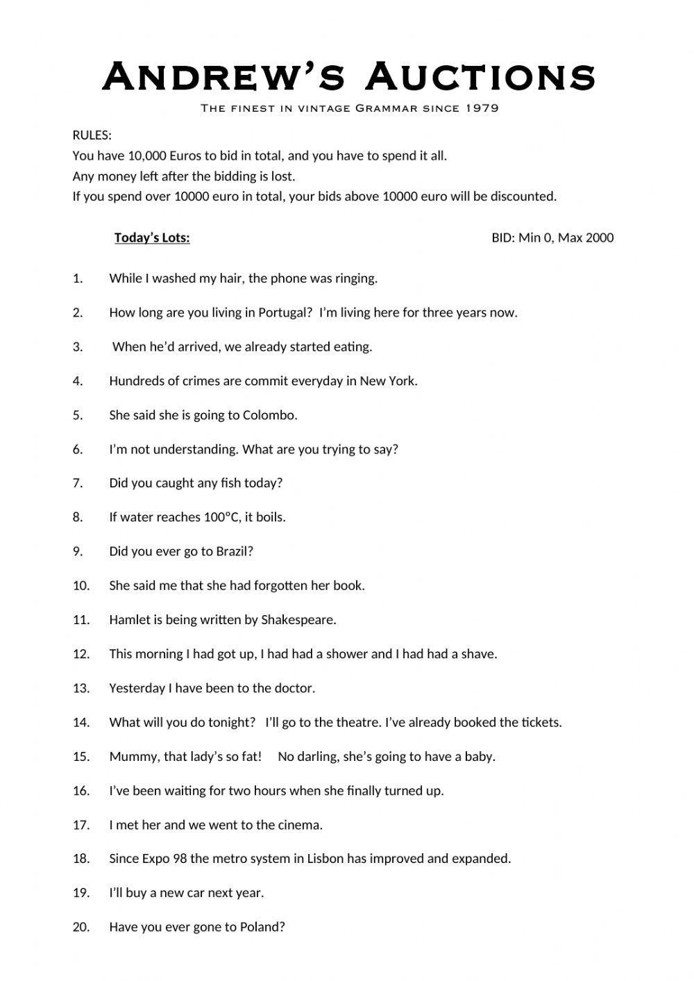 Grammar Auction Upper Int