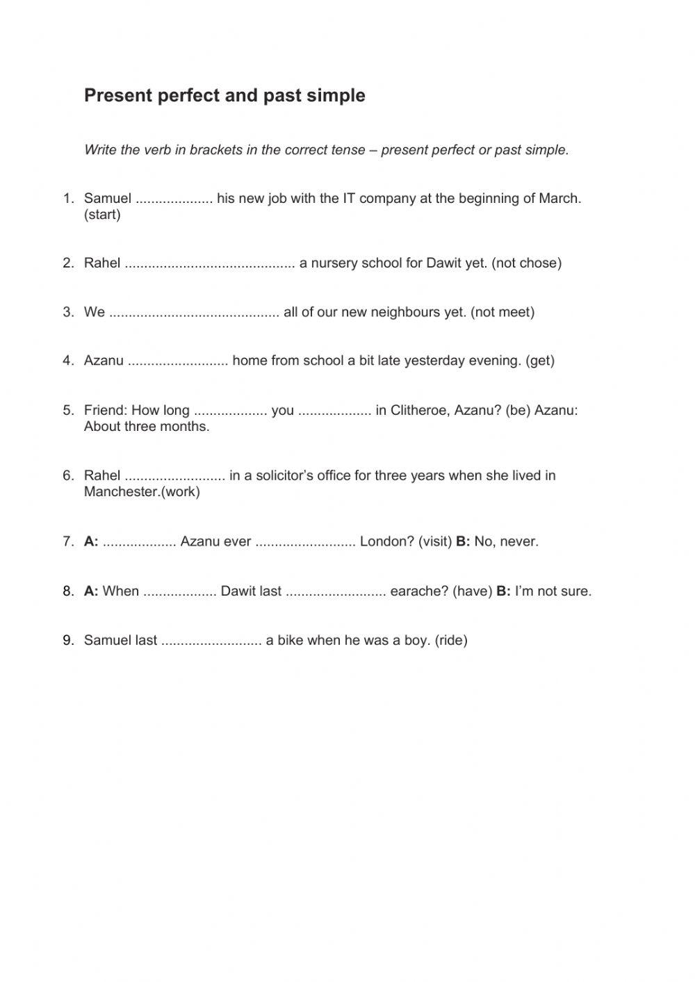 Present perfect or past simple? activity | Live Worksheets