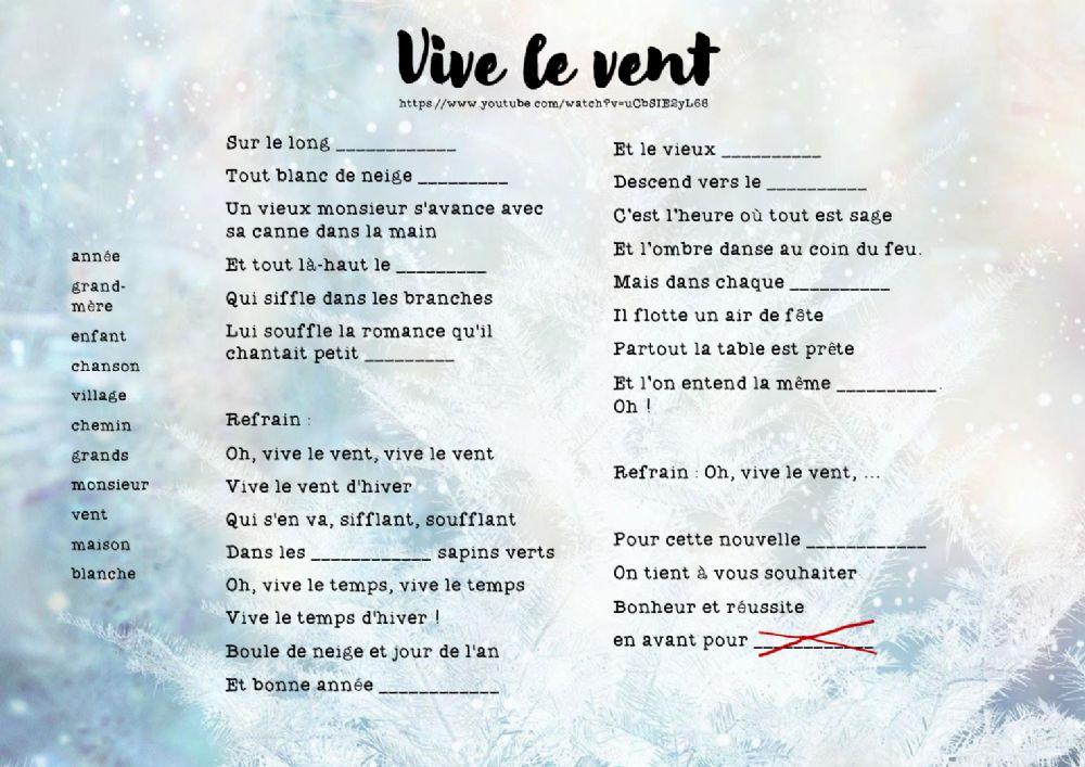 Vive le Vent - Paroles worksheet