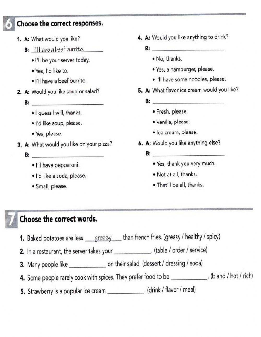 What would you like? (WORKBOOK)