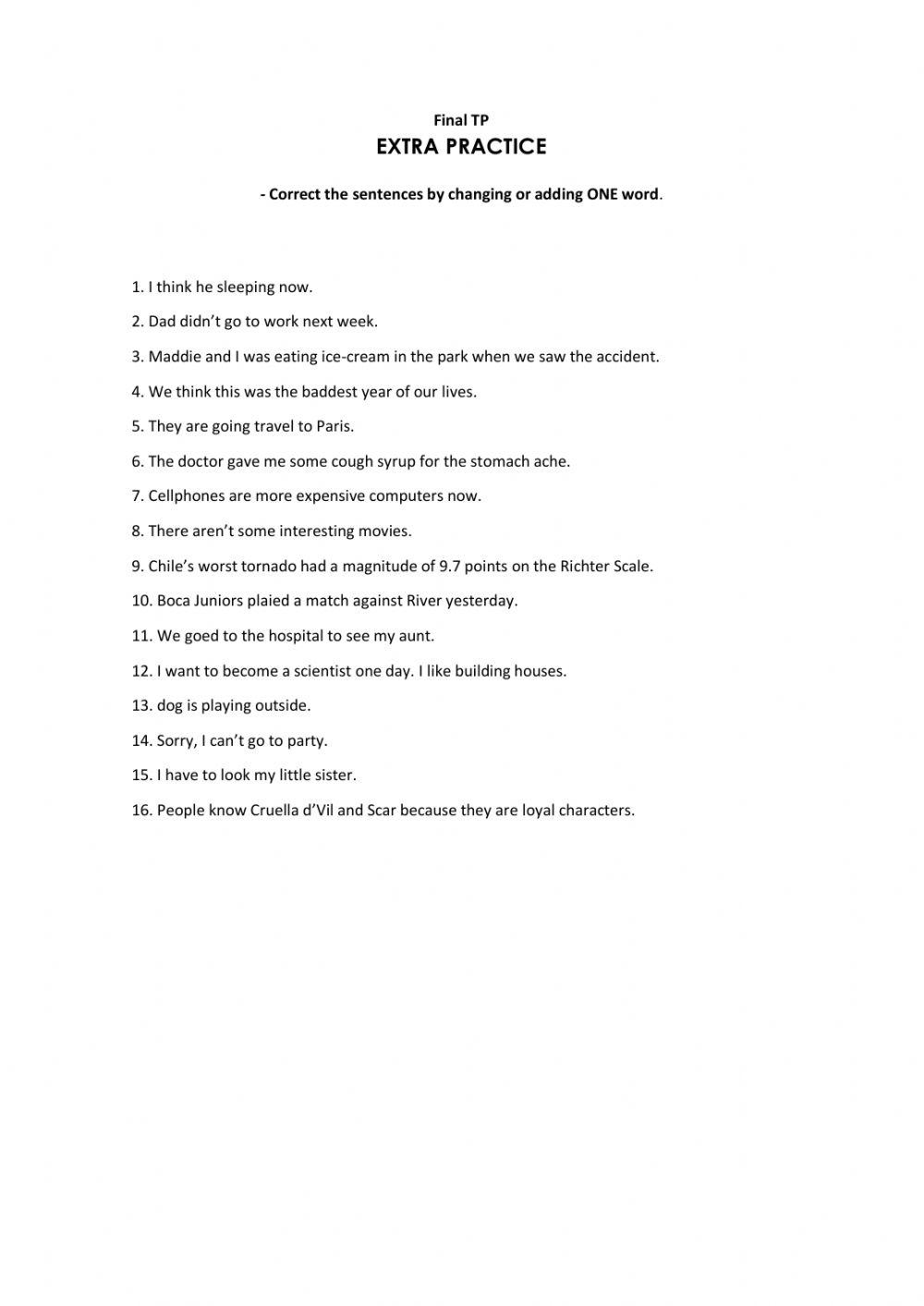 Extra practice - Use of english