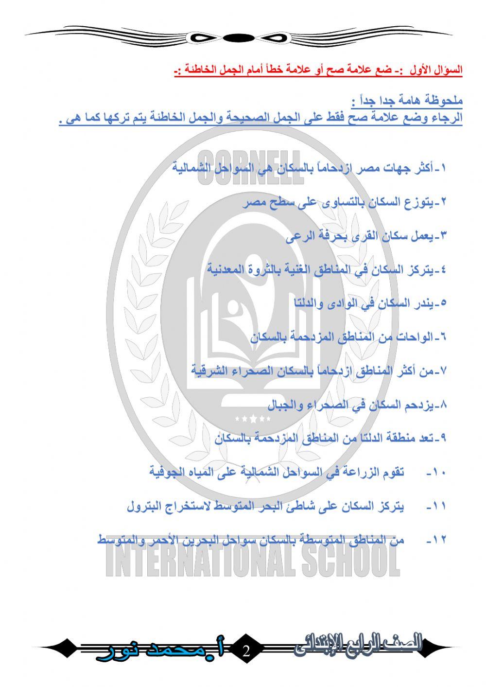 توزيع السكان على خريطة مصر