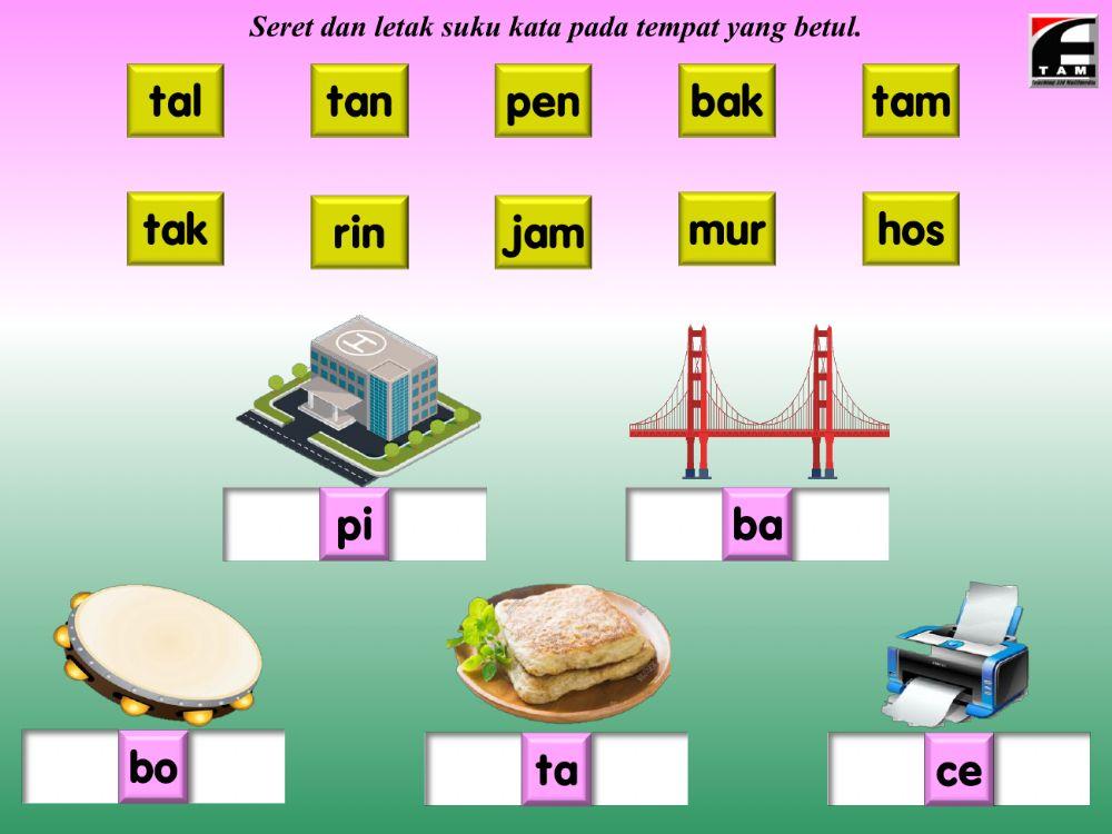 Latihan Perkataan KVK+KV+KVK