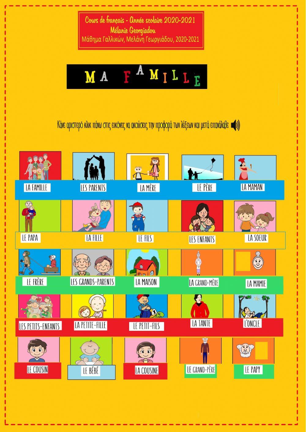 Lexique de la famille oral