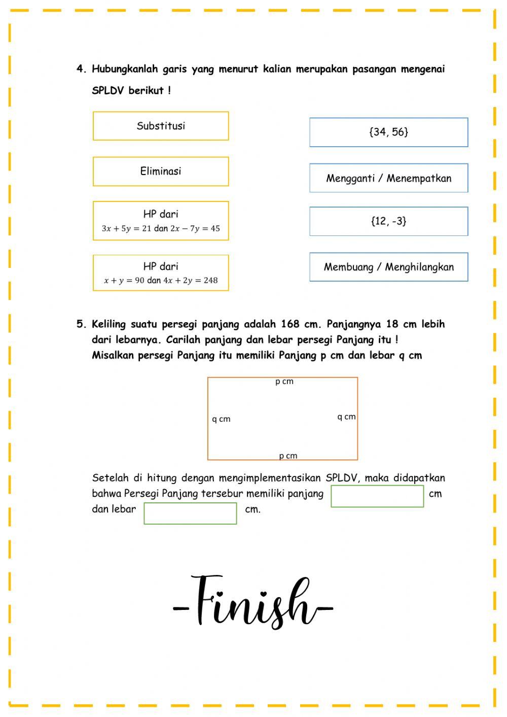 Sistem Persamaan Linear Dua Variabel (SPLDV)