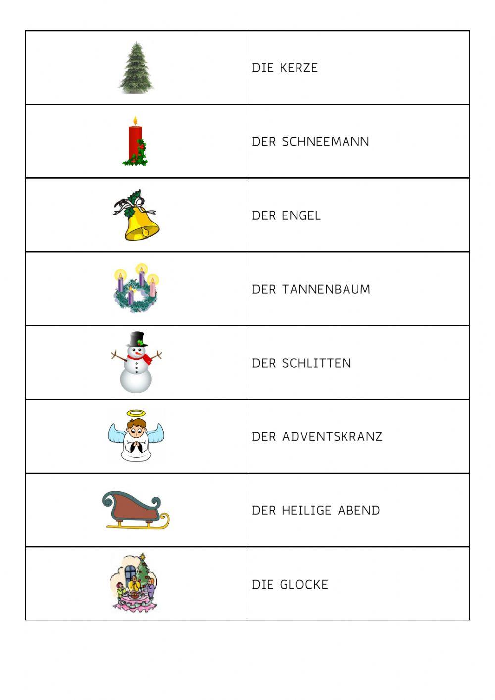Weihnachtsvokabeln drag and drop