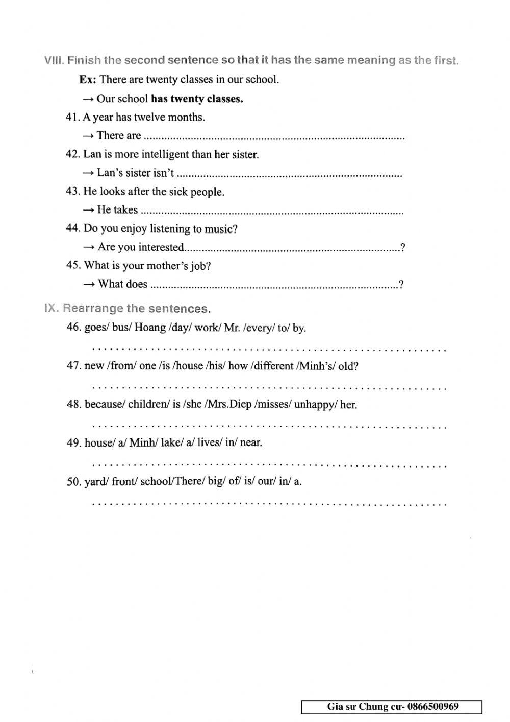 English 6 - Đề số 44