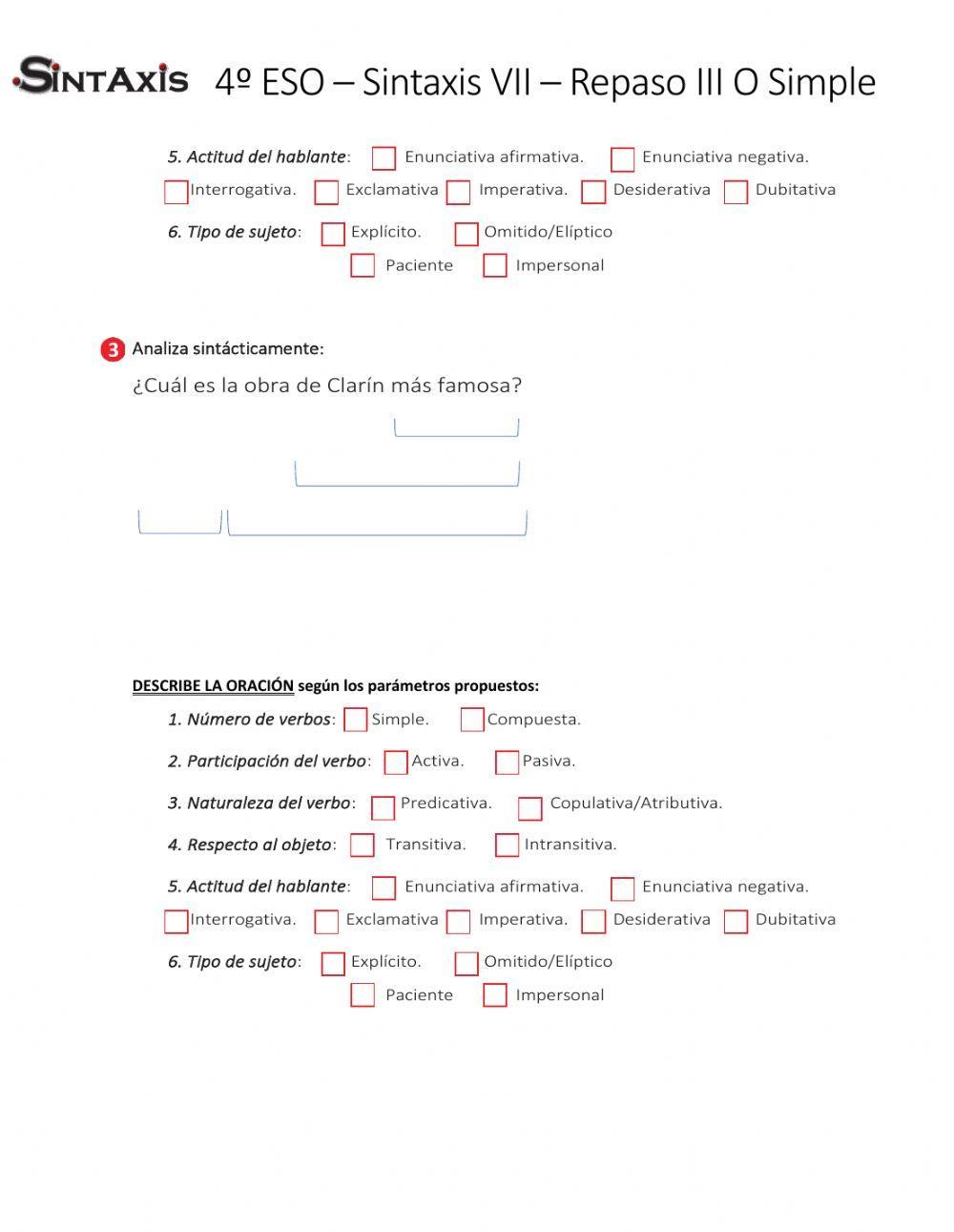 Ficha de sintaxis VII - Revisión O Simple