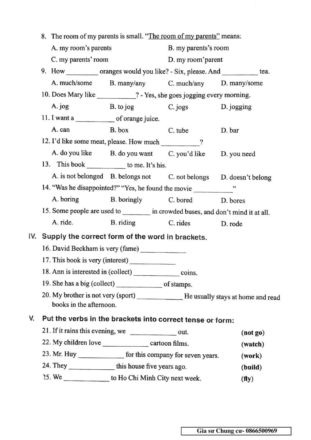 English 6 - Đề số 47