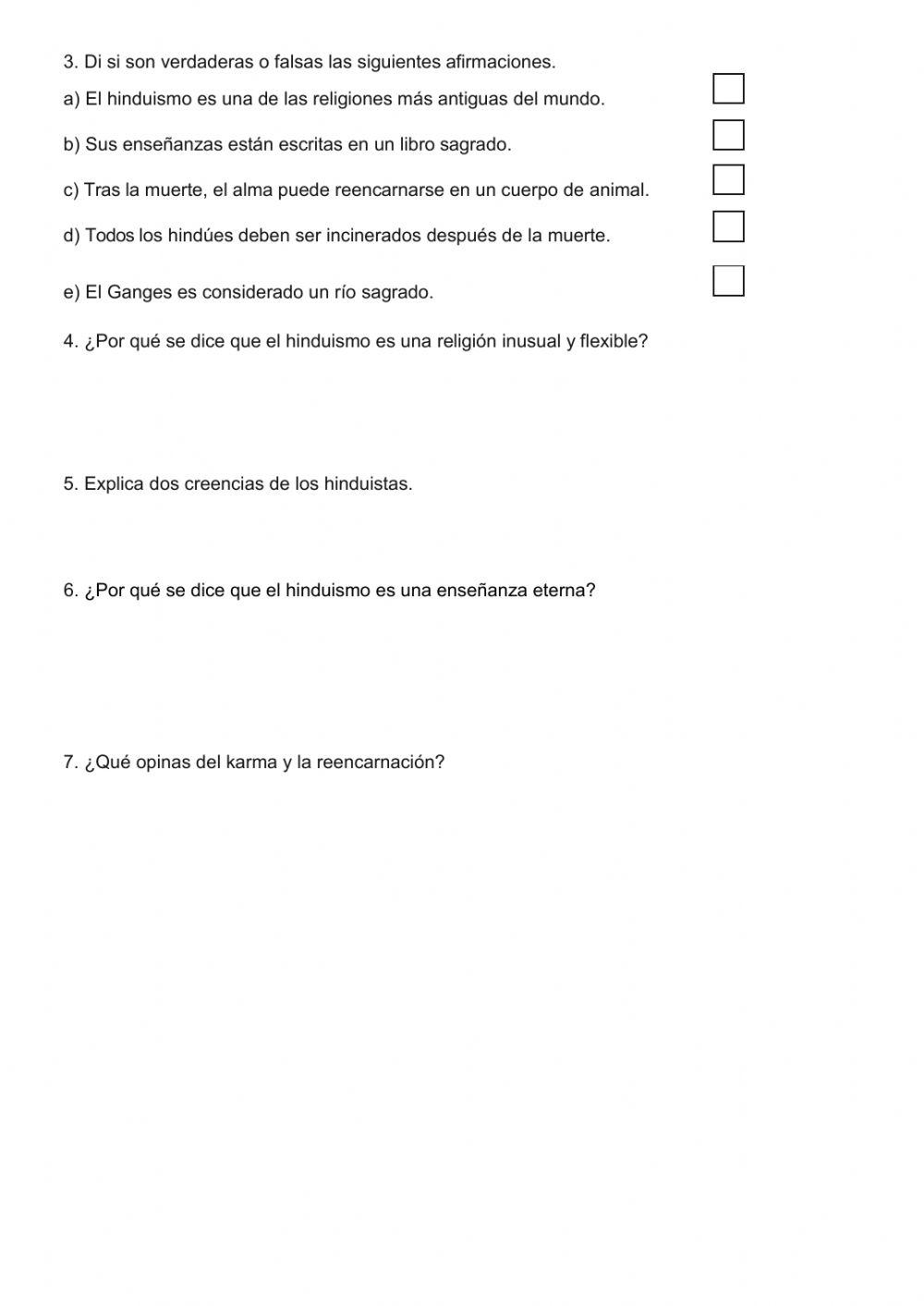 Hinduísmo: Comprensión lectora